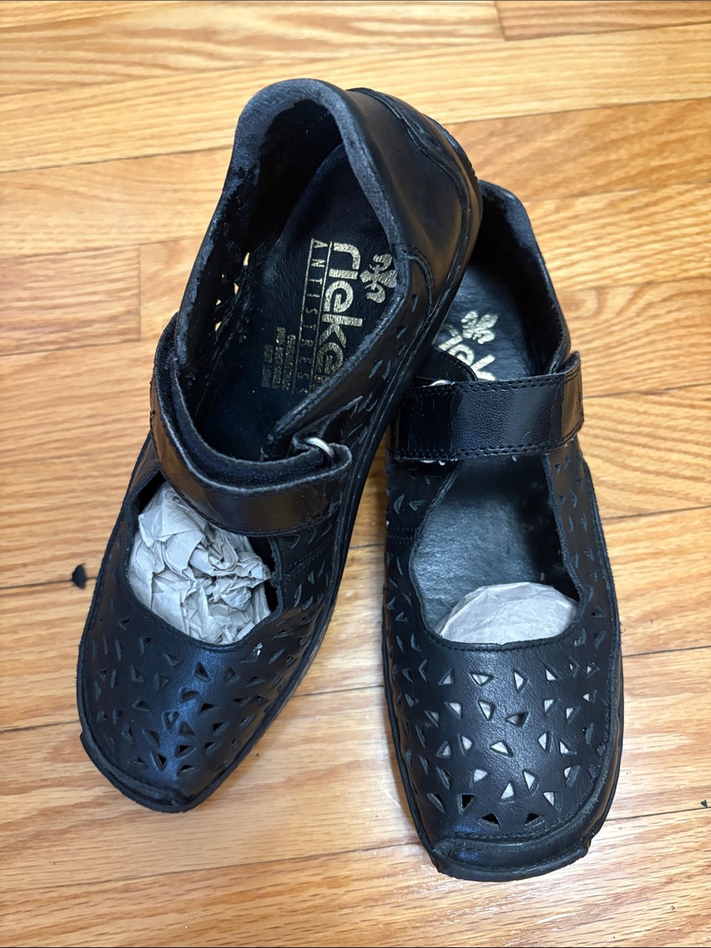 Rieker Black Perforated Mary Jane Flats